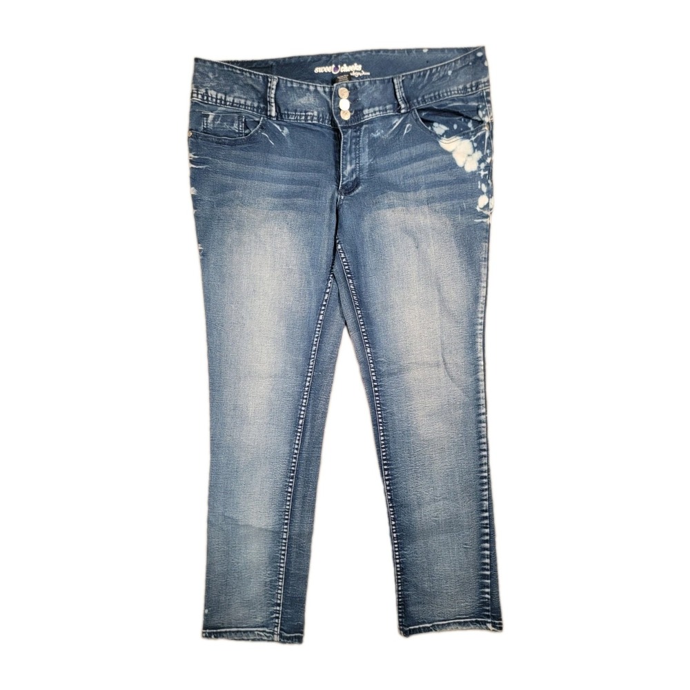 Sweet Cheeks by Ariya Jeans Womens 15/16 Bleach Splatter Butt Lift Skinny Denim